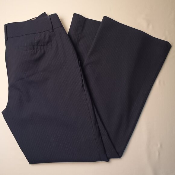 Banana Republic The Martin Fit Pants Stretch Wool Blend Mid Rise Flare Leg Navy - Picture 1 of 9